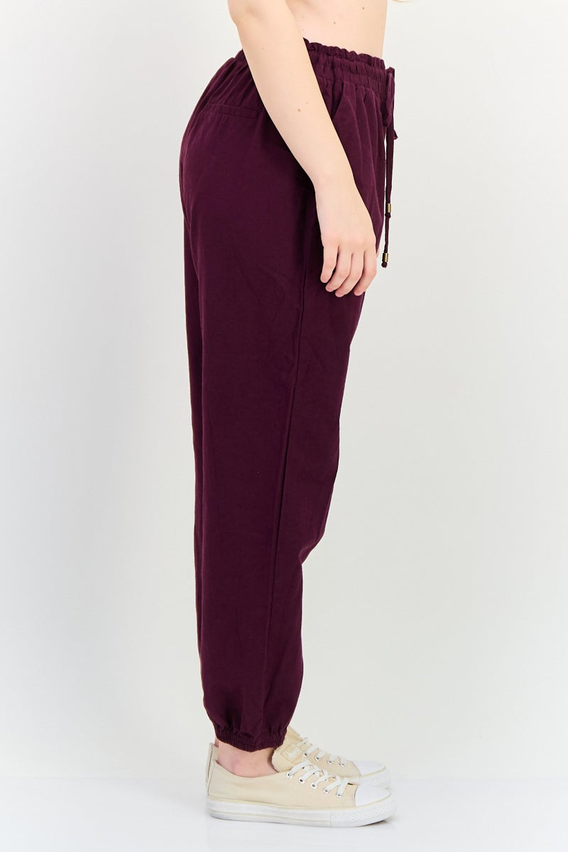 ONLY Jdy By Only Women Regular Fit Plain Jogger Pants, Burgundy - Image 2